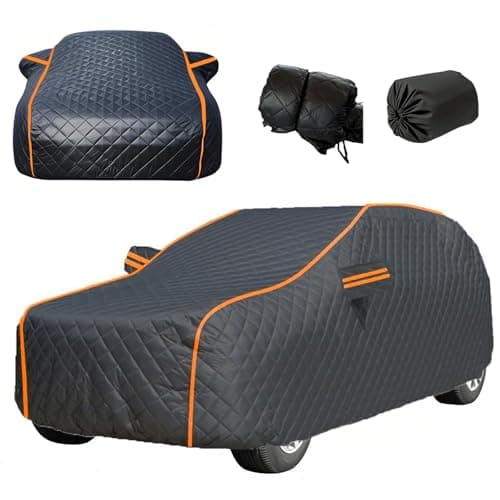 Image of Padded Anti-Hail Full Car Cover for L exus UX250H Hail Protection Car Covers for Outside Storage Snow Rain Sun UV Protection,with Storage Bag,Reflective Strips,Black-CT