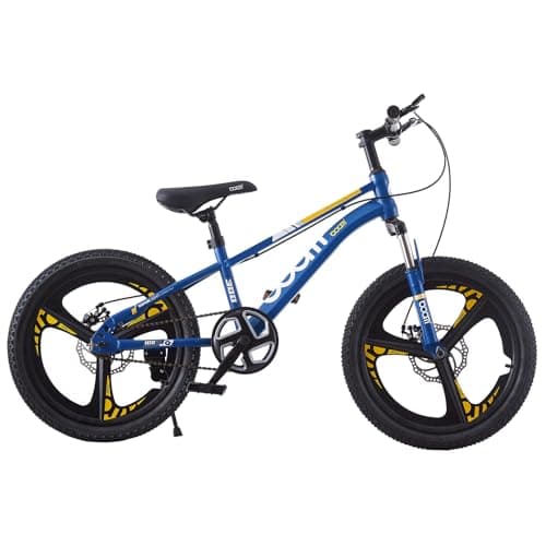 Image of LSBIKE 18/20/22/24 Inch Kids Mountain Bike for Boys and Girls, Junior MTB with Front Suspension, Dual Disc Brakes, Adjustable Seat & Handlebar, 5–14 Years, for Children (blue, 22 inch)