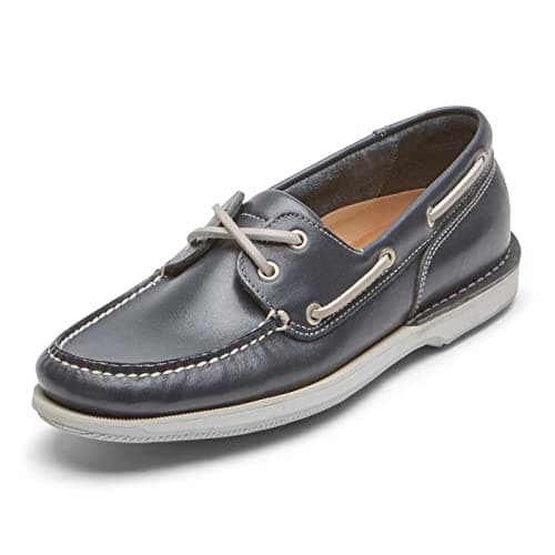 Image of Rockport Mens Perth Boat Shoe, Navy Blue Leather, 14.5 UK