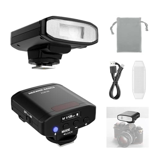 Image of NEEWER BASICS 5600K Mini Camera Flash Speedlite GN12, 2000mAh/500 Flashes/0.1-1.8s Recycle, Light Compatible with Canon Fujifilm Sony Nikon Digital Standard Hot Shoe Camera for Studio Photos, Z120 SE