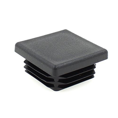 Image of 40mm Square Ribbed Black Plastic Inserts END CAPS STOPPERS for Tubular Furniture Legs OR FEET by LIFESWONDERFUL® (100)