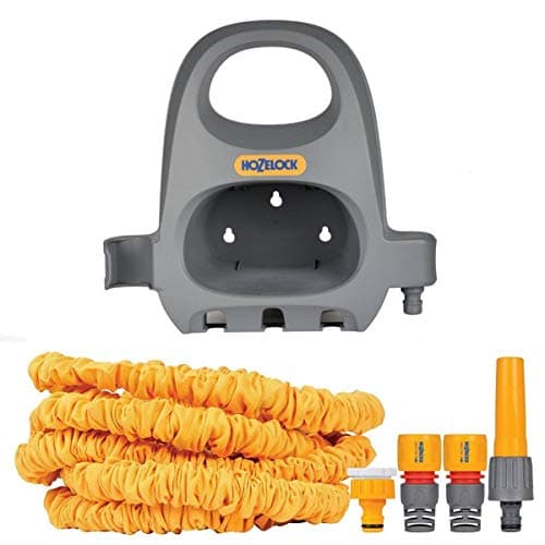 Image of HOZELOCK - Superhoze : Expandable Hose 15m with Hose Hanger : Flexible Hose with Storage Hanger, Stretches 3x Original Length, 2 Aquastop Fittings for Watertight Connection [8215 9000]