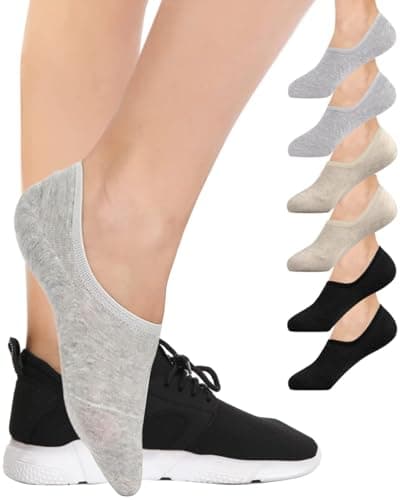 Image of SIMIYA No Show Trainer Socks for Women Cotton Non Slip Low Cut Ankle Socks Breathable Invisible Liner Footies Casual Loafers Boat Shoes 6 Pairs (Multicolour, 4-8)