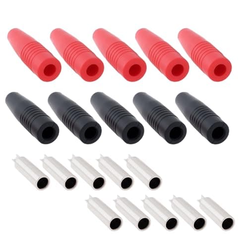 Image of Be In Your Mind 10Pcs 4mm Banana Plugs Female Jack Socket Plug Adapter Solder Type for Speaker, Red & Black