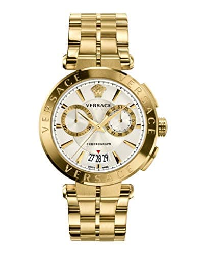 Image of Versace Men's Quartz Fashion Bracelet and Stainless Steel Case Gold Dial Analogue Display Grey Watch - VE1D00419