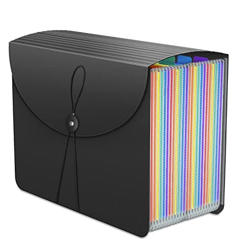 Image of Expanding File Organiser Box Files Folder,24 Pockets Document Organiser Filing Boxes,Document Folder,Fun Storage Concertina File Folders for Paperwork A4,Expandable Paper Receipt and File Box with Tab