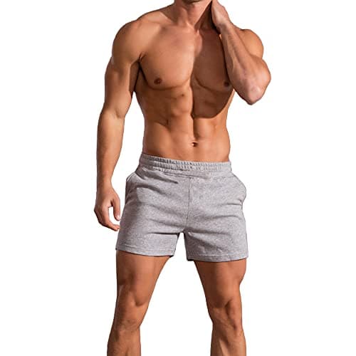 Image of GYMAPE Men Bodybuilding Gym Workout Shorts 5 inch Running Sports Fitness Cotton Color Gray M