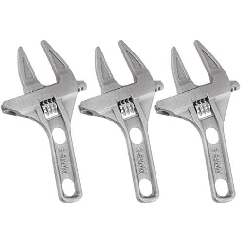 Image of SEUNMUK 3 Pcs 6-68mm Adjustable Spanner Wrench, Opening Wide Jaw Spanners with Short Handle, Aluminum Alloy Ultra-Thin Shifting Spanner Plumbing Wrench for Bathroom Washbasin