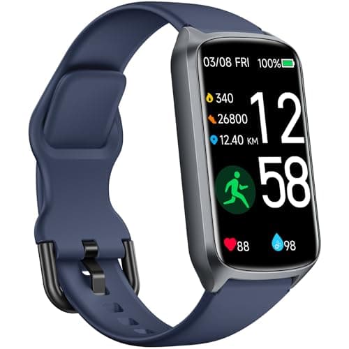 Image of Health Fitness Tracker with 24/7 Heart Rate, Blood Oxygen, Blood Pressure, Sleep Tracker, Step Counter, 5ATM Waterproof Activity Trackers and Smart Watches for Women Men Kids (S & L Bands Included)