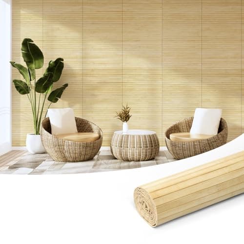 Image of Art3d Natural Bamboo Wall Panel for Interior Wall Decor, Renewable Pole Wrap Wainscoting Paneling for Wall Ceiling Furniture Cabinet Office, 12 x 96 Inch - Raw