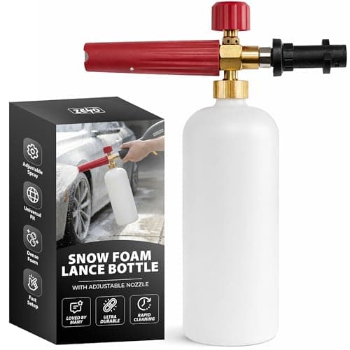 Image of ZENO Snow Foam Lance Bottle | Foam Cannon for Karcher K Series K2 K3 K4 K5 K6 K7 Pressure Washer Foam Gun | 1 Litre Adjustable Soap Dispenser Foam Bottle Nozzle for Car Washing Cleaning