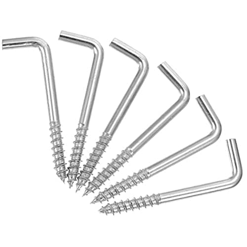 Image of Keple 80mm L Shaped Hook Screws Right Angle Screws (Pack of 10) Zinc Plated Self Tapping 90 Degre Bend Wood Screw, Dresser, Cloth Dryer Square Hooks, Shouldered Wall Hanger, Cup, Picture Hook 5x80 mm