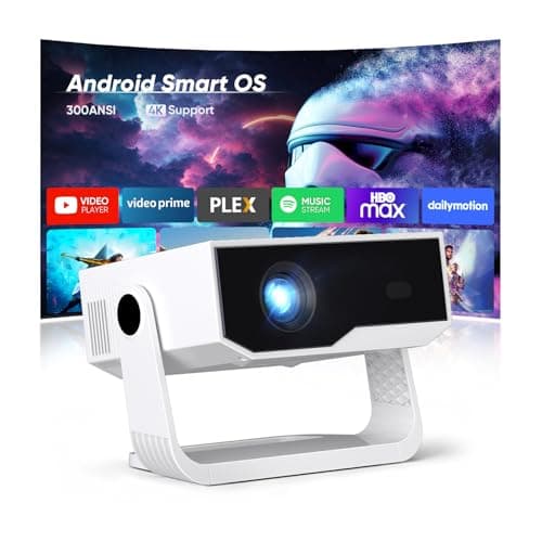 Image of 2026 Smart Projector Built-in-Apps, Android TV, Supported 4K/Native 1080P, 20000 Lumens, Wifi 6 Bluetooth 5.2, Portable Mini Movie Projector for Bedroom Home, Auto Keystone, iOS/Switch/PS5