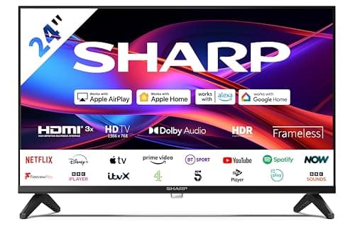 Image of Sharp 24GD2225K 24-Inch HD Ready Frameless Roku Smart LED TV – HDR10, Active Motion 200, AV1 Codec, 3x HDMI, Dolby Digital Plus, Apple AirPlay, Google Cast, Voice Assistant Compatible – Black