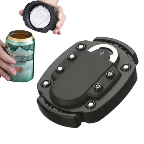 Image of Can Opener Manual Hand Held Easy Safety Camping Beer Can Openers Smooth Edge with Bottle Opener, Black