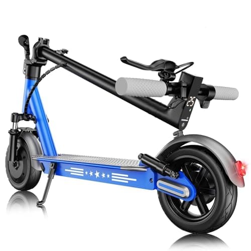 Image of Electric Scooter for Adults,10” Solid Tires,UP to 25KM/H,350W Powerful Motor,35/45KM Range with Braking System,Foldable Lightweight Electric Scooter,Max Load 120KG,App Control-Blue