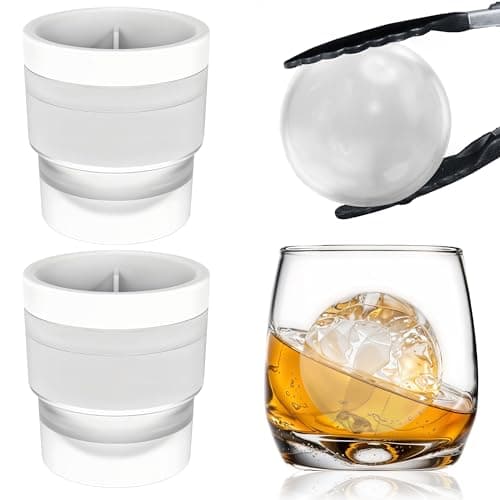 Image of FLOW Barware Ice Ball Mould Set of 2 | 6cm Large Round Ice Cube Moulds, Freezer Stackable Iceball Moulds | XL Ice Sphere Moulds for Whisky, Cocktails & Soft Drinks