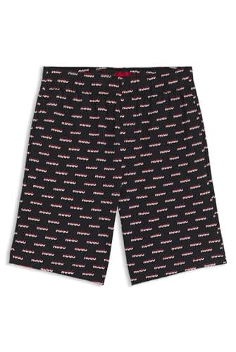 Image of Hugo Mens Split Logo Shorts Cotton Jersey Logo Print Pyjama Shorts, 002black, XXL