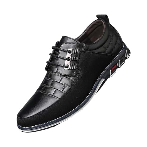 Image of Classic Casual Shoes For Men - Modern Business Casual Comfortable Men'S Casual Leather Shoes Pointed Toe Fit Non Slip Shoes Shallow Leather Shoes Cotton+Leather Upper Casual Leather Shoes