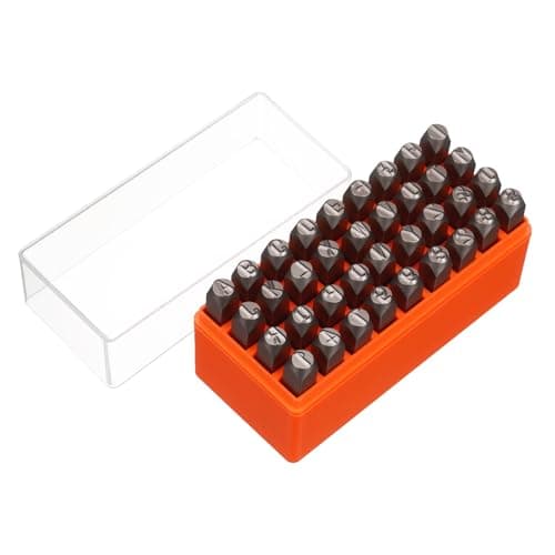 Image of sourcing map 36 Pcs Metal Letter Stamps 5/16" 8mm 40Cr Uppercase Letter and Number Stamp Set Hand Stamping Punch Kit with Case for Jewelry Making Craft Arts Ring Bracelet