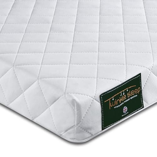 Image of Twinklesleep Hypoallergenic Baby Cot Mattress - 140 X 70 X 10 CM | Temperature Regulating & UK Made | Durable | Universal Fit | Soft Kidtech Cover | Allergy-Free | Suitable 0-48 Months