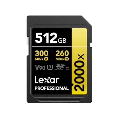 Image of Lexar Professional 2000x SD Card 512GB, SDXC UHS-II Memory Card, Up to 300MB/s Read, 260MB/s Write, Class 10, U3, V90 SDXC Card for DSLR, Full-HD Cinema-Quality 8K Video Cameras
