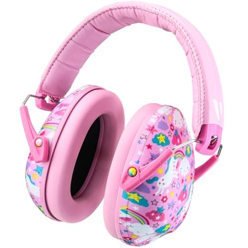 Image of Vanderfields Premium Hearing Protection Ear Muffs - Broad Spectrum Sound Reduction 34.4dB at 2K Hz Noise Cancelling - Headset Safety Noise Cancellation - Headphones Kids 3-12 - Unicorn Dream