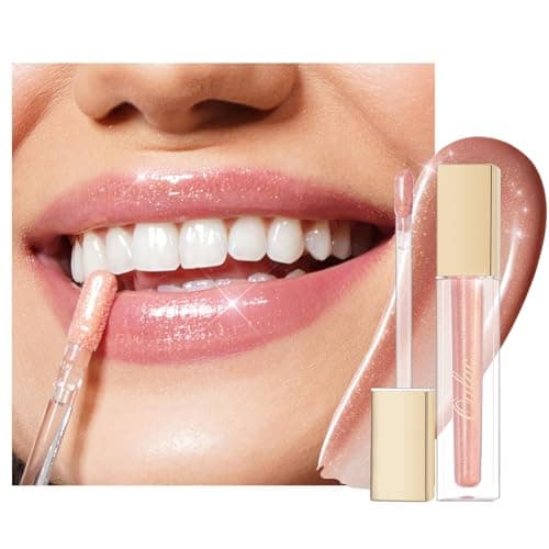 Image of Oulac Nude Shimmer Liquid Lipstick High-Shine Glitter Lip Gloss for Women Shimmer Non-Sticky Glossy Finish Liquid Lipstick Hydrating Lip Gloss Fuller-looking Lip Makeup Vegan & Cruelty-Free 12