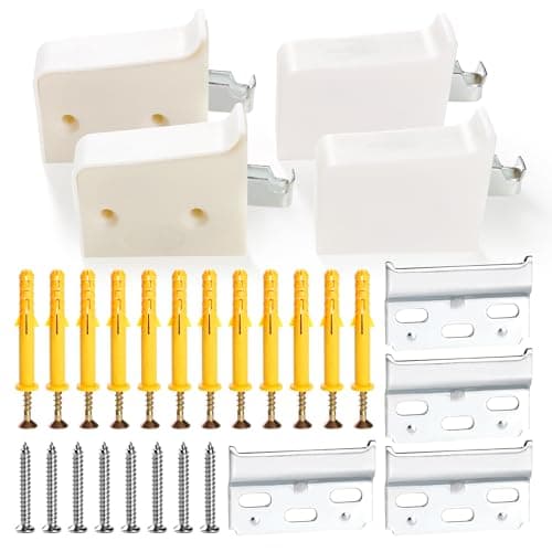 Image of VooGenzek 4 PCS Cabinet Suspension Brackets, Cupboard Wall Mounting, Kitchen Cabinet Universal Wall Hanging Bracket, Load Capacity: 50kg, White