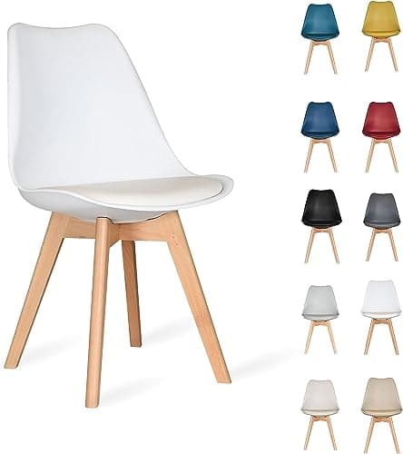 Image of AVC Designs Single Dining Chairs Designer Wooden Home Office Commercial (White)