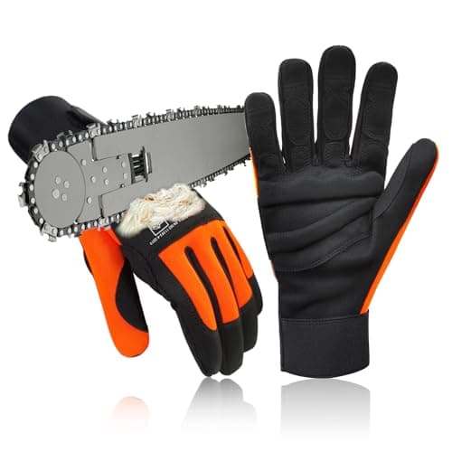 Image of Intra-FIT Chainsaw Gloves Saw Protectionon on Left Hand Back, Cut-resistance Gloves EN ISO 11393-4, CLASS 1, EN 388: 4122X