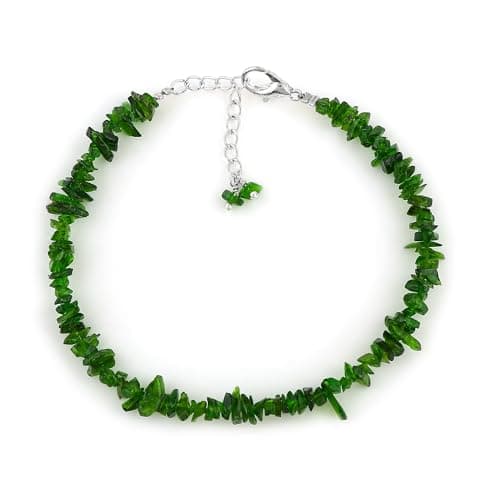 Image of Gemkora Natural Chrome Diopside Crystal Bracelet Women Jewellery, Chips Nuggets Beaded Bracelets, Gift Bracelet, Special Event Jewellery, Silver 8 inch Bracelets