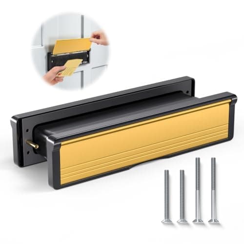 Image of Bwintech 1 Set 305 * 70MM (12") Gold Aluminium Adjustable Depth Door Letterbox,Fit for 40-80mm Thickness Wooden,UPVC,Composite,Internal and External Doors