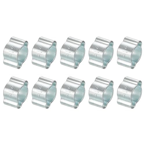 Image of sourcing map 10Pcs Double Ear Hose Clamps, Adjustable 5-7mm(0.2"x0.28") Iron Zinc Plated Two-Ear Hose Clamp, O Clip Hose Clamps Fuel Line Clamps Hose Clamp, Double Ear O Clips