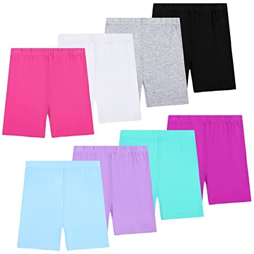Image of KEREDA 8 Pack Girls Cycling Shorts Dance PE Shorts Breathable Cycle Dress Shorts for Kids Children Summer 2-10 Years