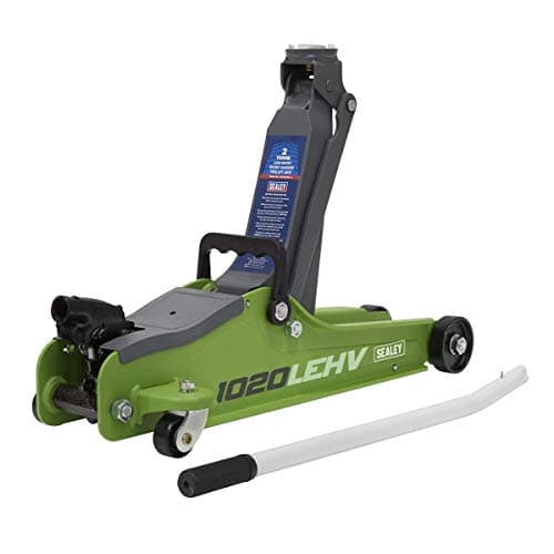Image of Sealey 2 Tonne Trolley Jack, Car Jack, Low Profile Short Chassis - High Visibility Green - 1020LEHV