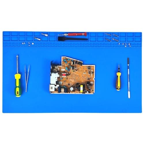 Image of Extra Large Silicone Soldering Mat 23.7 x 13.8Inch Heat Resistant 932°F Non-Slip Repair Work Mat Large Solder Mat for BGA and Gun Soldering Iron, Electronic, Phone, Laptop Repair (Blue)
