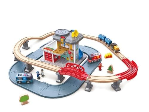 Image of Disney Hape E3736 Emergency Services HQ Wooden Train Set
