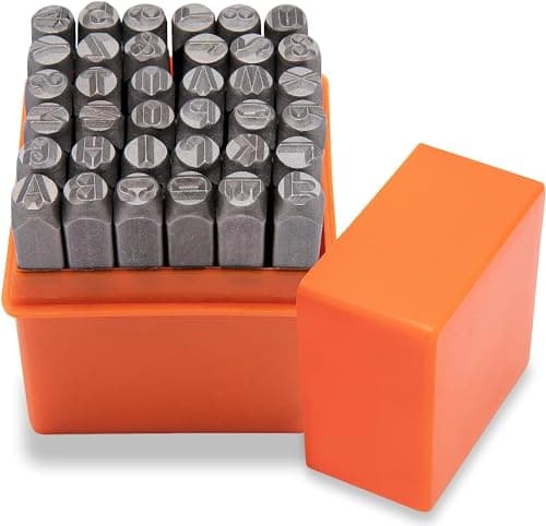 Image of Metal Letter Punch Set(3/16”) 5mm,36PC Steel Number and Letter Stamp Set,Stamping Tool Set kit for Imprinting Metal, Plastic, Wood, Leather.
