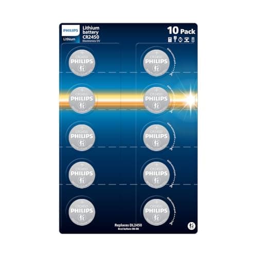 Image of Philips Lithium 3 Volt CR2450 Batteries - Perfect for Medical Devices, Toys and Key Fobs, Pack of 10