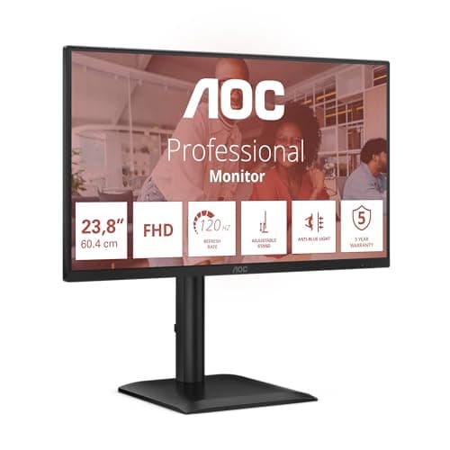 Image of AOC 24E4U 24 Inch FHD Monitor, 120Hz, IPS, 1ms MPRT, Adaptive Sync, HDR Mode, Height Adjustment (1920x1080,HDMI 1x 1.4,DP 1x 1.2, USB Hub) Black
