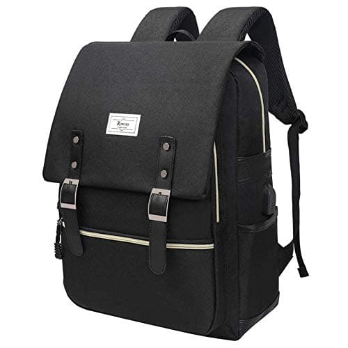 Image of Ronyes Laptop Backpack College Bag Fits up to 15.6’’ Casual Rucksack Waterproof Backpack Business Laptop Backpack Travel Bag School Rucksack with USB Charging Port Unisex for Women Men, Black