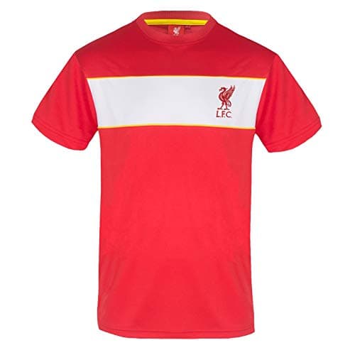 Image of Liverpool FC T-Shirt Mens Poly - Official Gift - Red White Stripe Large