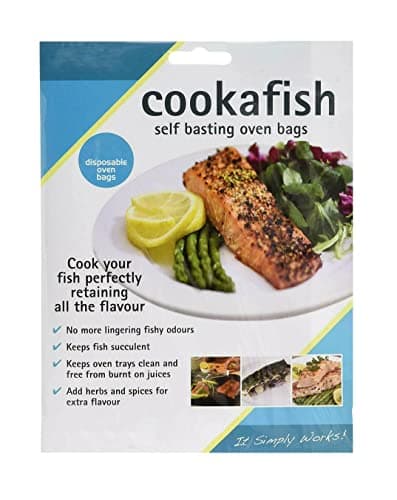 Image of Vsorce4u 10-Pack Cookafish Oven Roasting Bags - Clear, Disposable, Single-Layer Plastic, Self Seal, Small, Transparent Self Basting Fish Bags