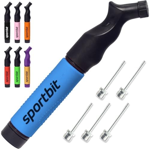 Image of SPORTBIT Ball Pump with 5 Needles - Push & Pull Inflating System - Great for All Sports Balls - Football Ball Air Pump, Volleyball Pump, Basketball Inflator - Goes with Needles Set