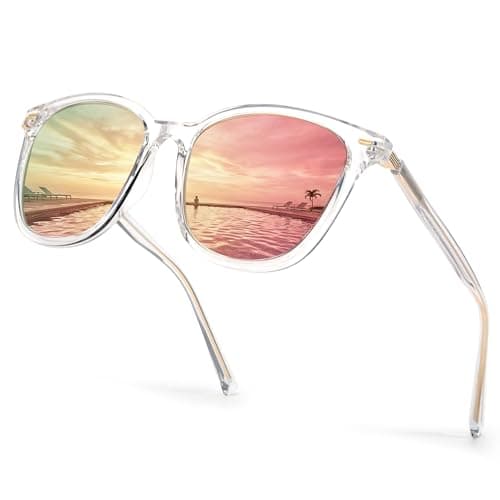 Image of Myiaur Women's Polarised Sunglasses with Retro Mirrored Lens & UV400 Protection - Trendy & Stylish Large Glasses