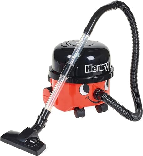 Image of Casdon Henry & Hetty Toys - Henry Vacuum Cleaner - Red Vacuum Cleaning Toy with Real Function & Nozzle Accessories - Kids Cleaning Set - For Children Aged 3+