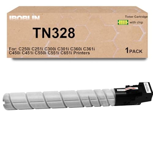 Image of IBOBLIN TN328 TN-328 Black Toner Cartridge Replacement for Konica Minolta TN328K TN626K, TN628 bizhub C250i C251i C300i C301i C360i C361i C450i C451i C550i C551i C651i Printers (1pack，with Chip)