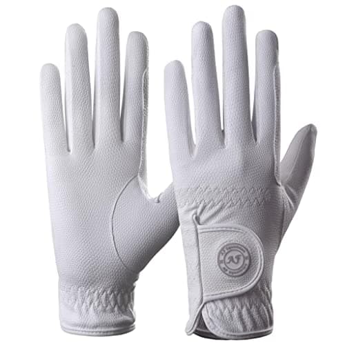 Image of AF EQUESTRIAN Ladies Horse Riding Gloves Equestrian Premium Synthetic Leather Sui Sereno Ladies Gloves Snake Skin Design White (Small)