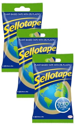 Image of Sellotape Zero Plastic Tape - Multi-Purpose Clear Packaging Tape, 24mm x 30m (Pack of 3)